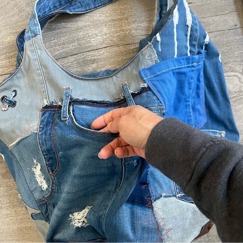 Patchwork Denim Tote Bag - image 8